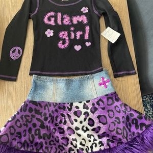 NWT/NWOT/EUC LIPSTIK GIRLS Lot of 6 items Purple Leopard Fur Size 6/6X